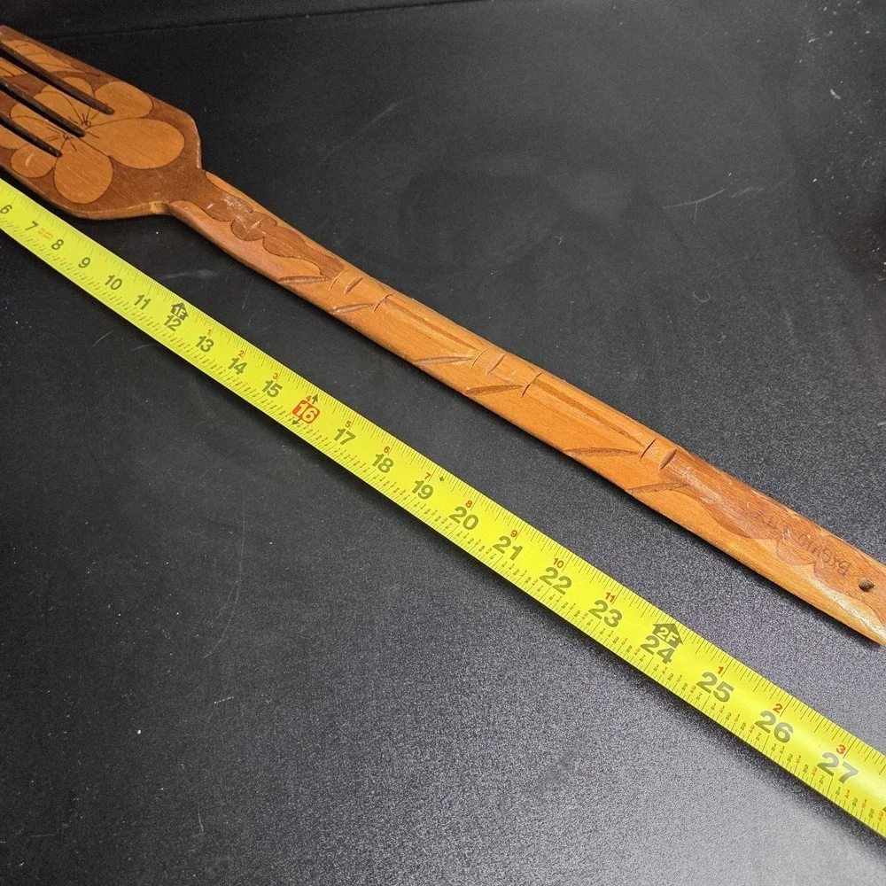 Vintage Hand Carved Wooden Fork Wall Art Alaska Souvenir Rustic Decor